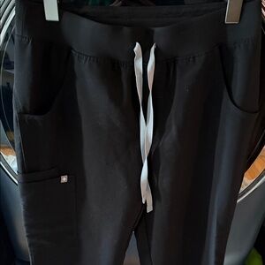 Figs Black Scrub Pants with White Drawstrings